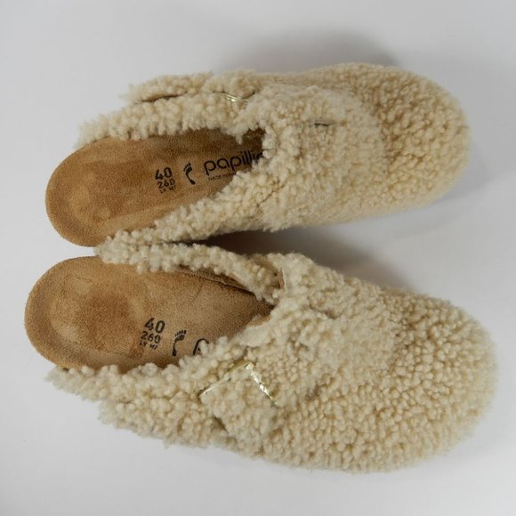 PAPILLIO Birkenstock Fanny Teddy Shearling Wedge Mule CLOG EU 40 9 9.5 NEW $190 - Picture 8 of 11